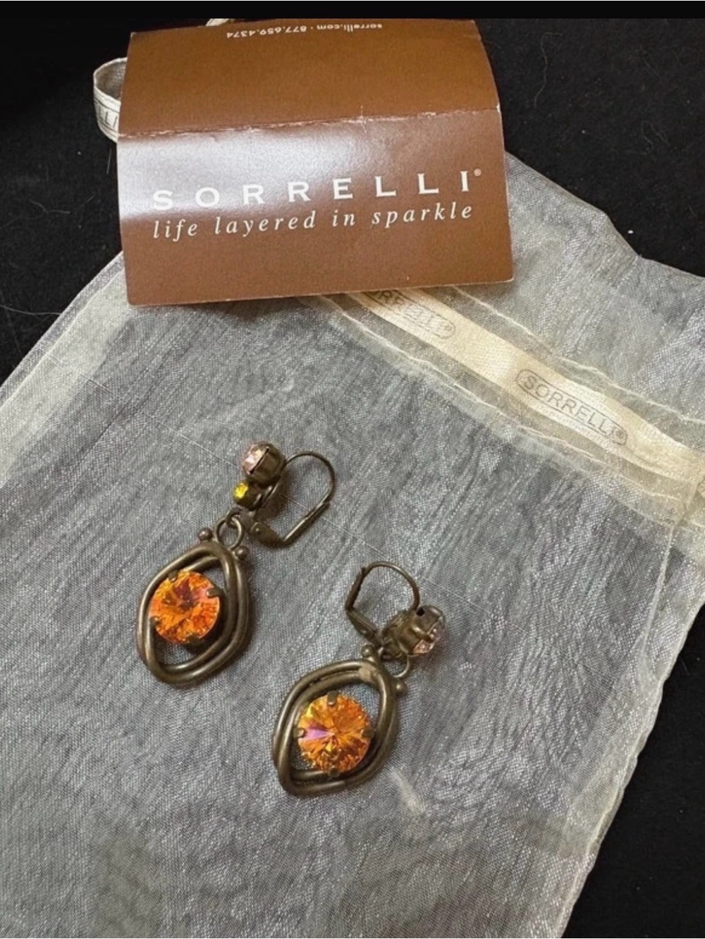 Sorrelli Orange Crystal Teardrop Dangle Earrings